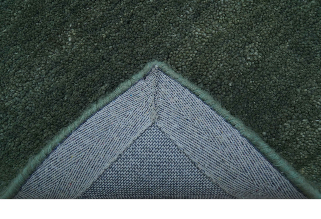 Custom Made Modern Solid Green Hand Tufted Wool Area Rug