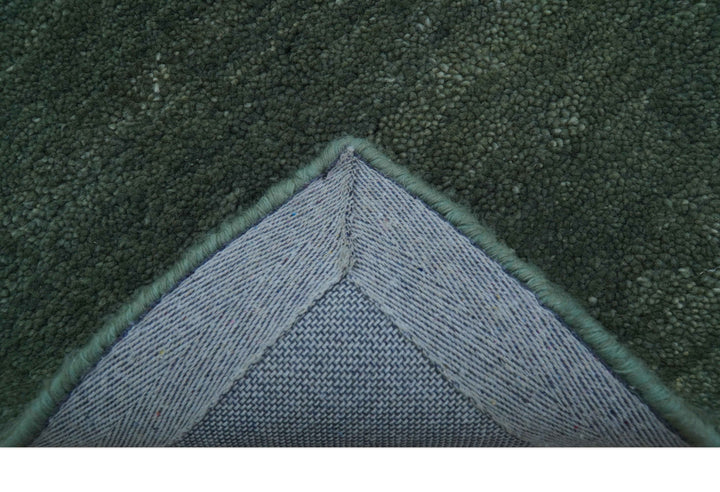Custom Made Modern Solid Green Hand Tufted Wool Area Rug