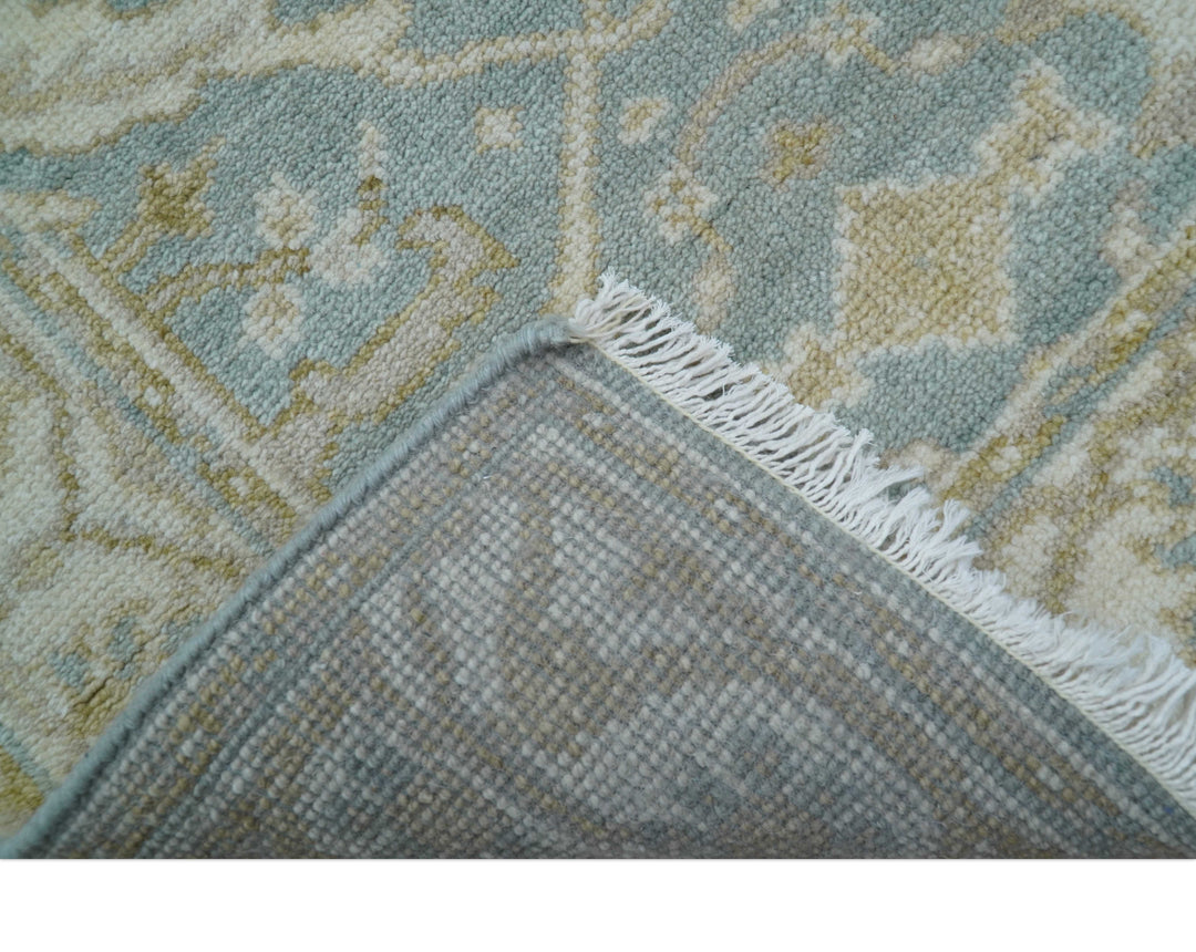 Hand Knotted Oushak Design Gray And Beige 2.8x8 Wool Rug