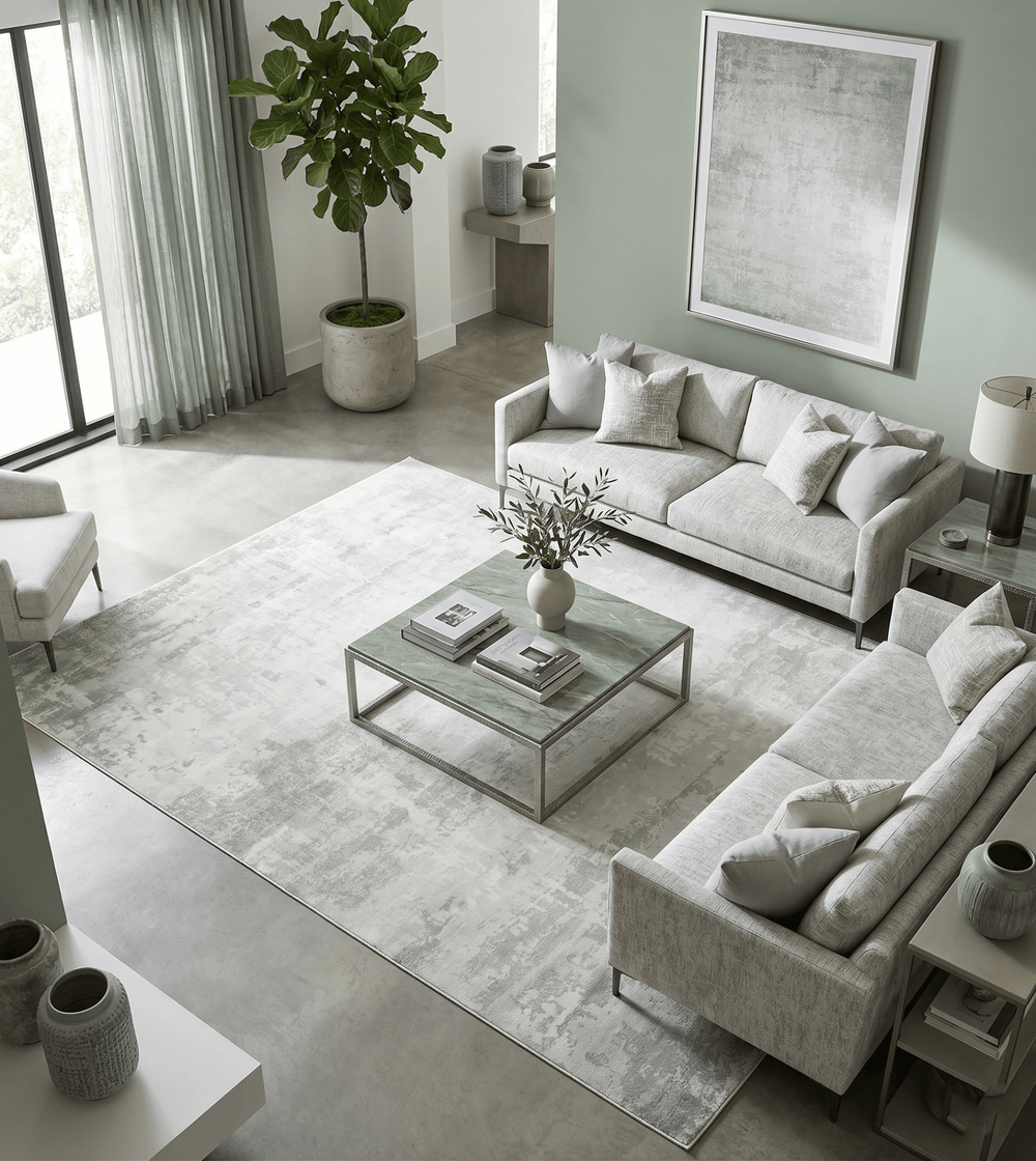 7.11x9.7 Modern Abstract Ivory and Camel Contemporary Wool Area Rug - The Rug Decor