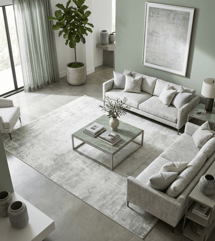 7.11x9.7 Modern Abstract Ivory and Camel Contemporary Wool Area Rug - The Rug Decor