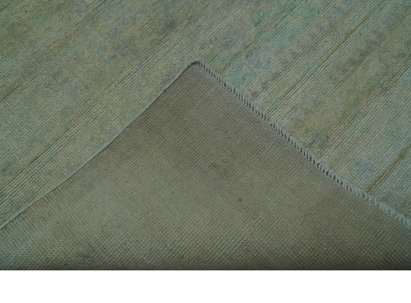 Traditional Oushak Beige And Blue 10x14 Hand Knotted Wool Area Rug