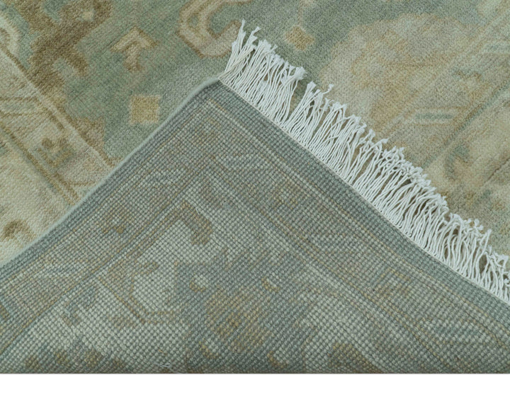 Beige And Blue Traditional Oushak Design  6x9 Hand Knotted Wool Area Rug