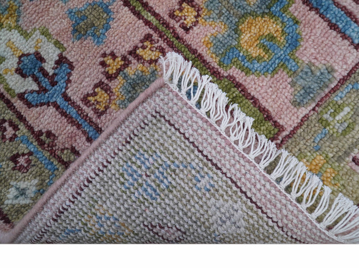 Quick Ship 2.6x8 Hand Knotted Tree of life Pink And Olive Wool Rug
