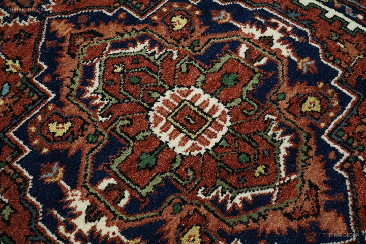 Sera Traditional Design Maroon And Blue Hand Knotted Wool Rug