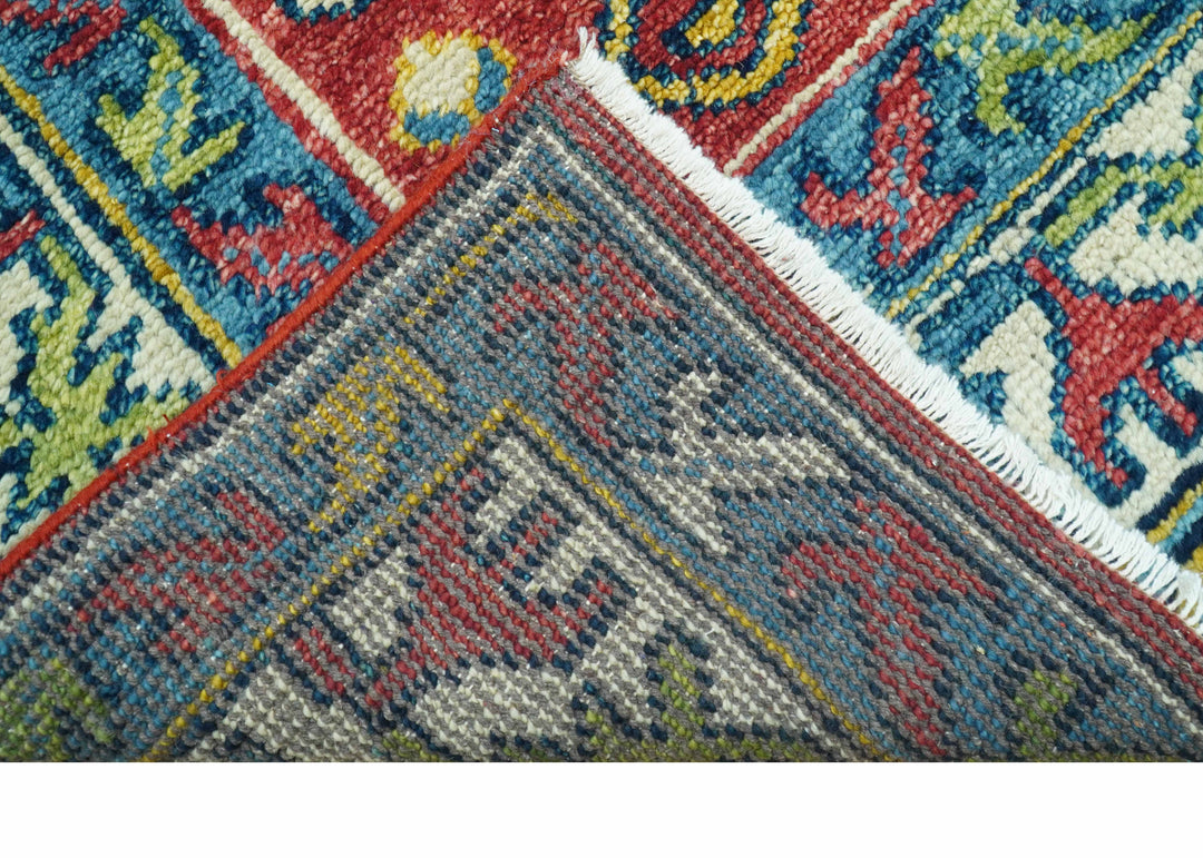 Custom Made Traditional Persian Design Red And Ivory Hand Knotted Wool Rug