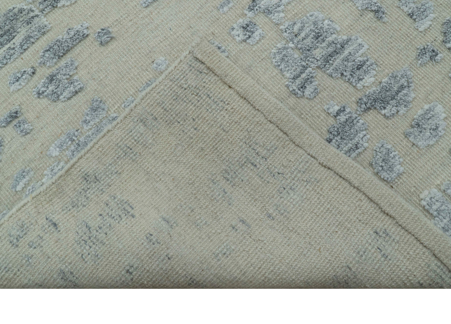 Modern Abstract Design Beige And Gay 8x10 Hand Knotted Wool Area Rug