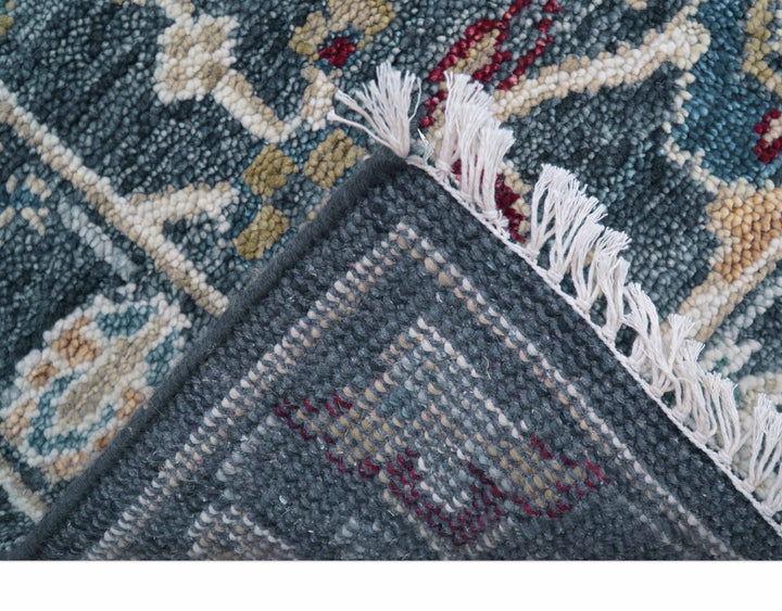Custom Made Blue Traditional Turkish Design Hand Knotted Wool Rug