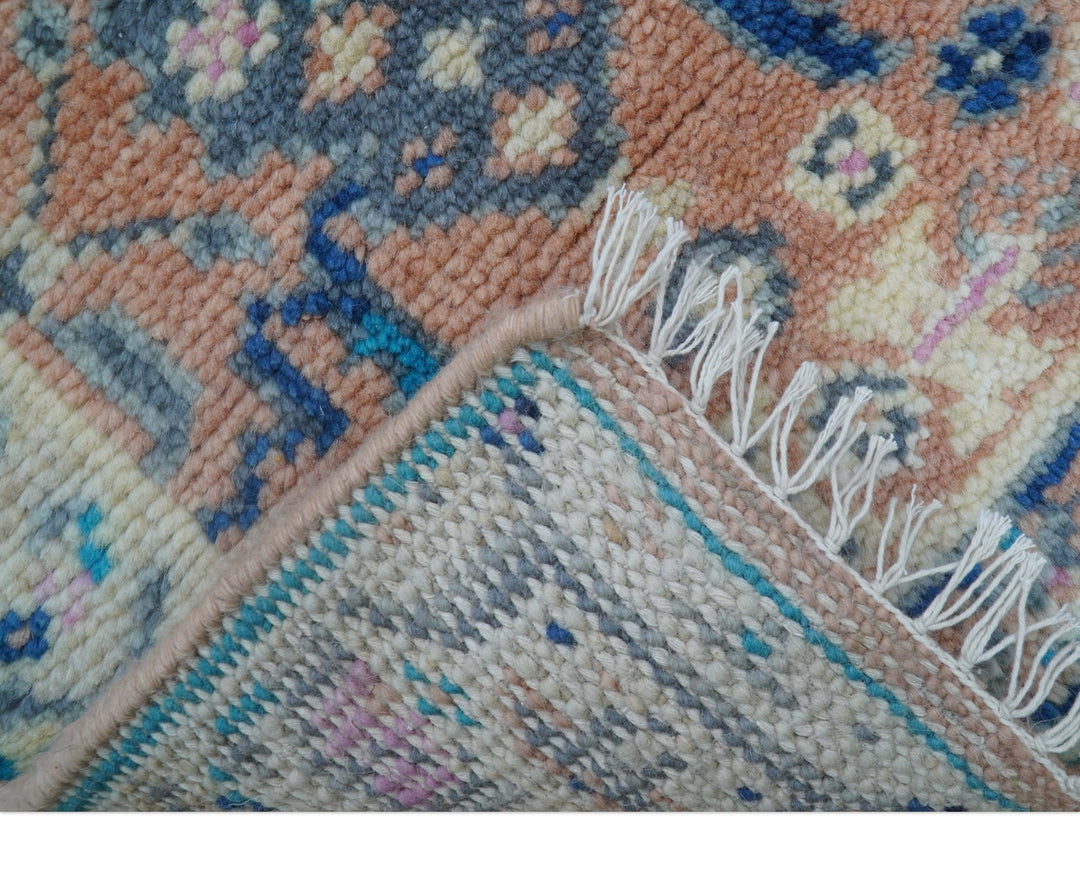 2x3 Traditional Peach And Ivory Hand Knotted Wool Rug