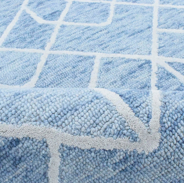 Quick Ship Modern Contemporary Blue And White Hand Tufted 5x8 Wool Rug
