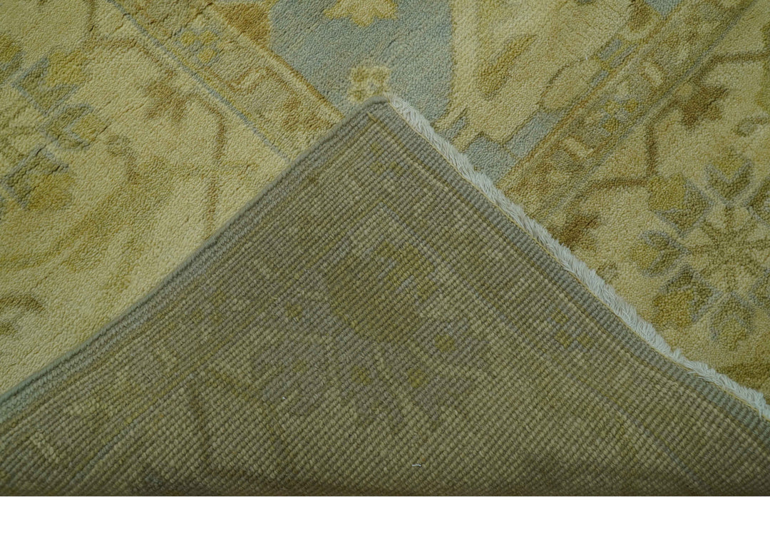 Traditional Oushak Design Blue And Beige hand Knotted 8x8 Wool Area Rug