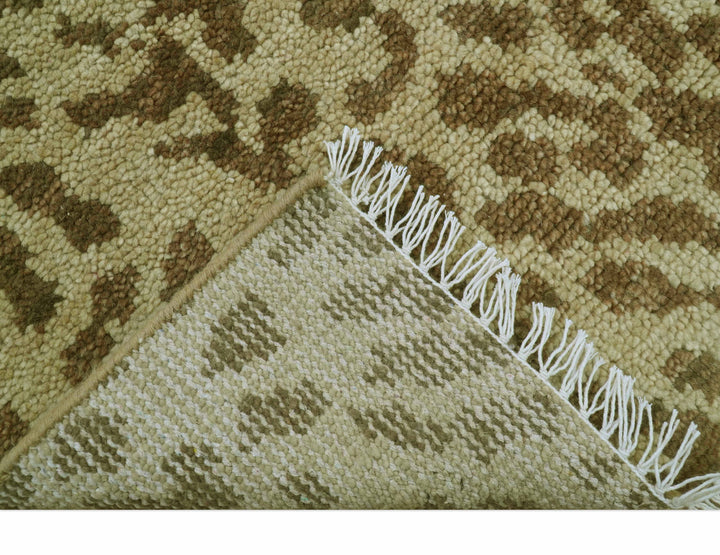 Quick Ship 8x10 Hand Knotted Brown Contemporary Animal Pattern Wool Rug