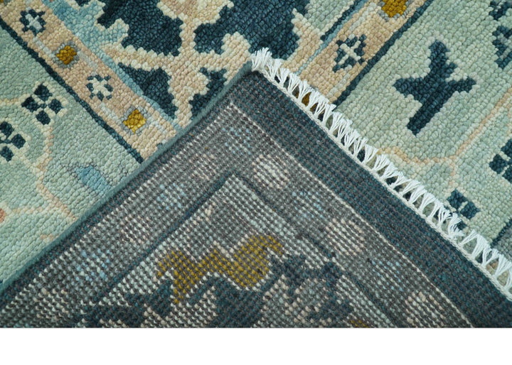Custom Made Traditional Donegal Design Blue Hand Knotted wool area rug