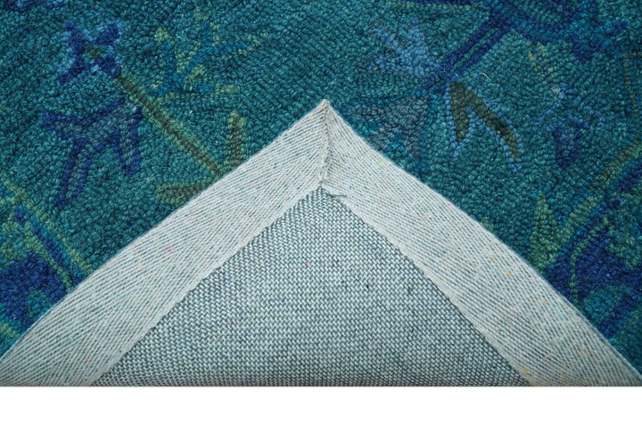 Custom Made Overdyed Traditional Oushak Blue Hand Tufted Wool Area Rug
