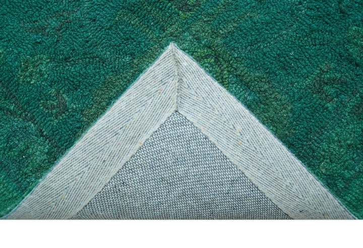 Custom Made Overdyed Traditional Oushak Green Hand Tufted Wool Area Rug