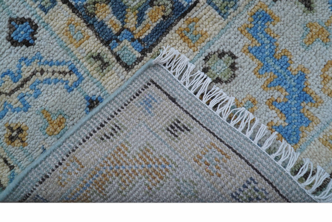 Ellie Blue And Beige Turkish Design Hand Knotted Wool Rug