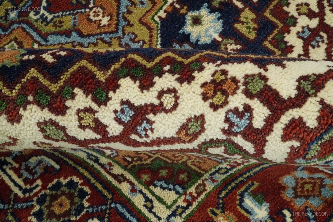 Sera Red And Blue Traditional Serapi Design Hand Knotted Wool Rug