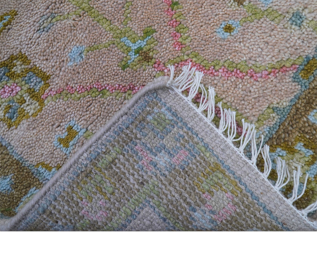 Traditional Peach And Brown Hand Knotted 2x3 Wool Rug
