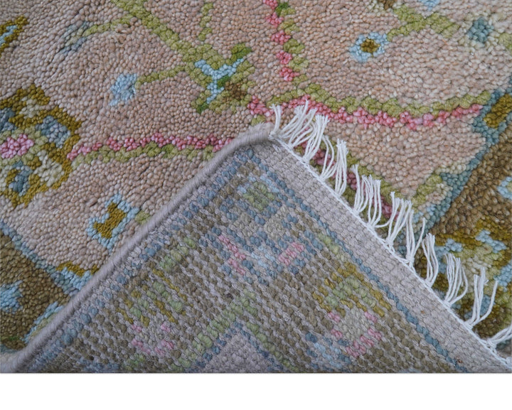 Traditional Peach And Brown Hand Knotted 2x3 Wool Rug