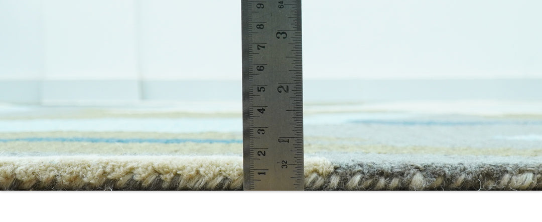 Custom Made Abstract Blue And Green Wool Rug