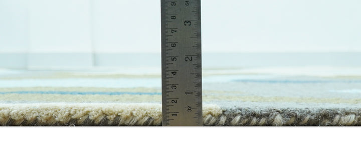 Custom Made Abstract Blue And Green Wool Rug