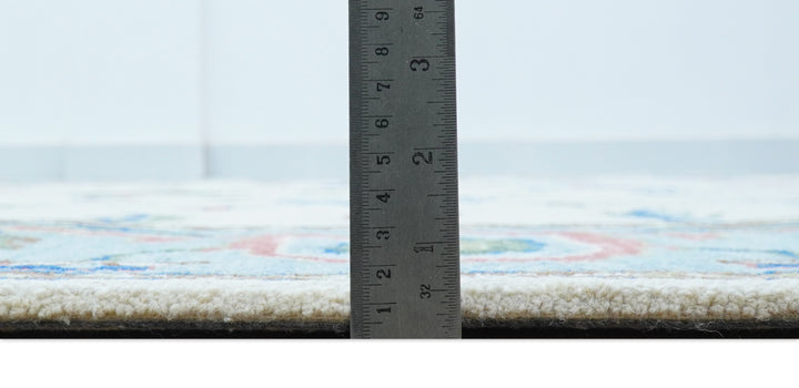 Custom Made Modern Oushak Ivory And Blue Hand Tufted Wool Area Rug