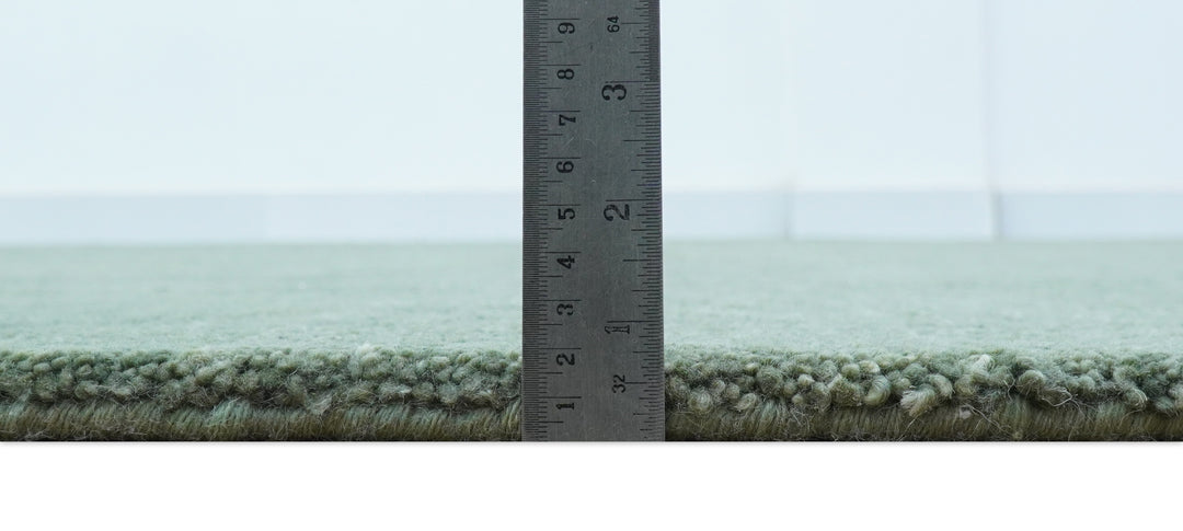 Custom Made Modern Solid Green Hand Tufted Wool Area Rug
