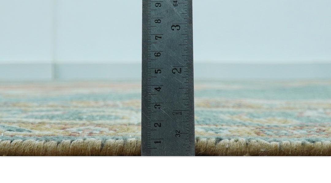 Blue And Peach Traditional Turkish Design Hand Knotted 8x10 Wool Area Rug