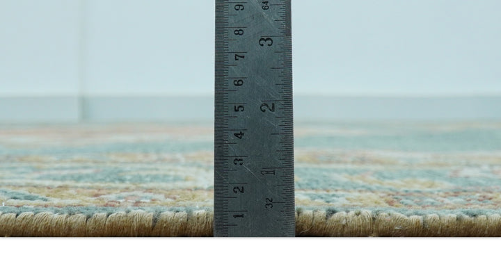 Blue And Peach Traditional Turkish Design Hand Knotted 8x10 Wool Area Rug