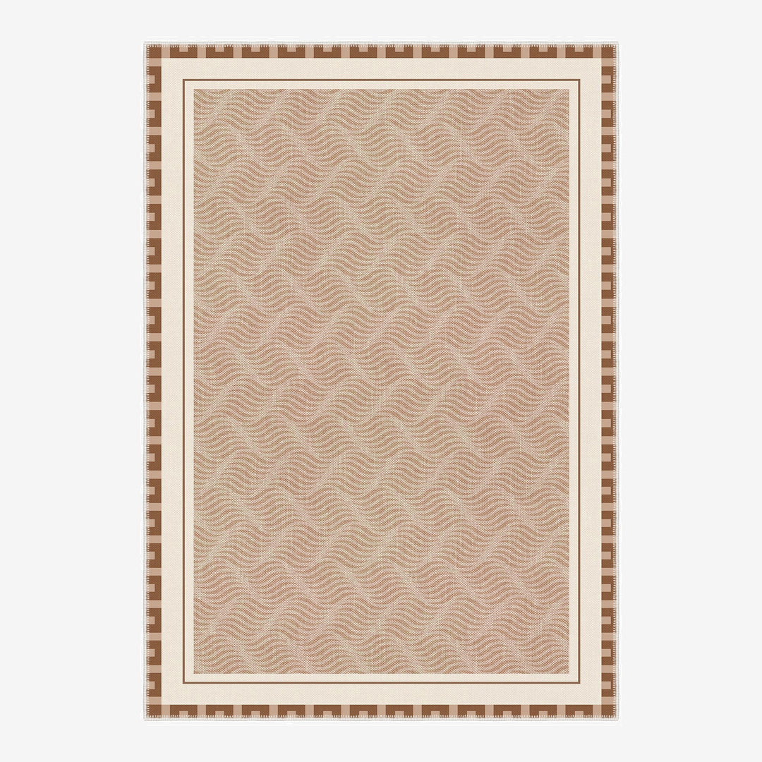 Lantern Design Beige Machine Washable Cotton Area Rug