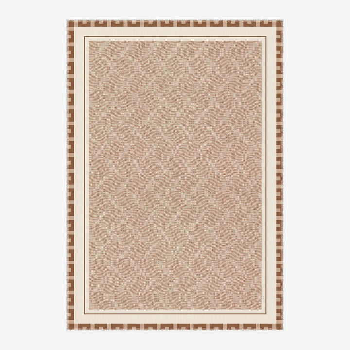 Lantern Design Beige Machine Washable Cotton Area Rug