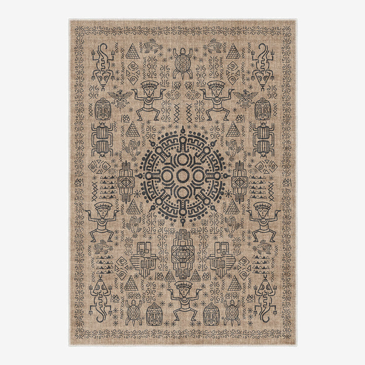 Quartz Design Tan Machine Washable Cotton Area Rug