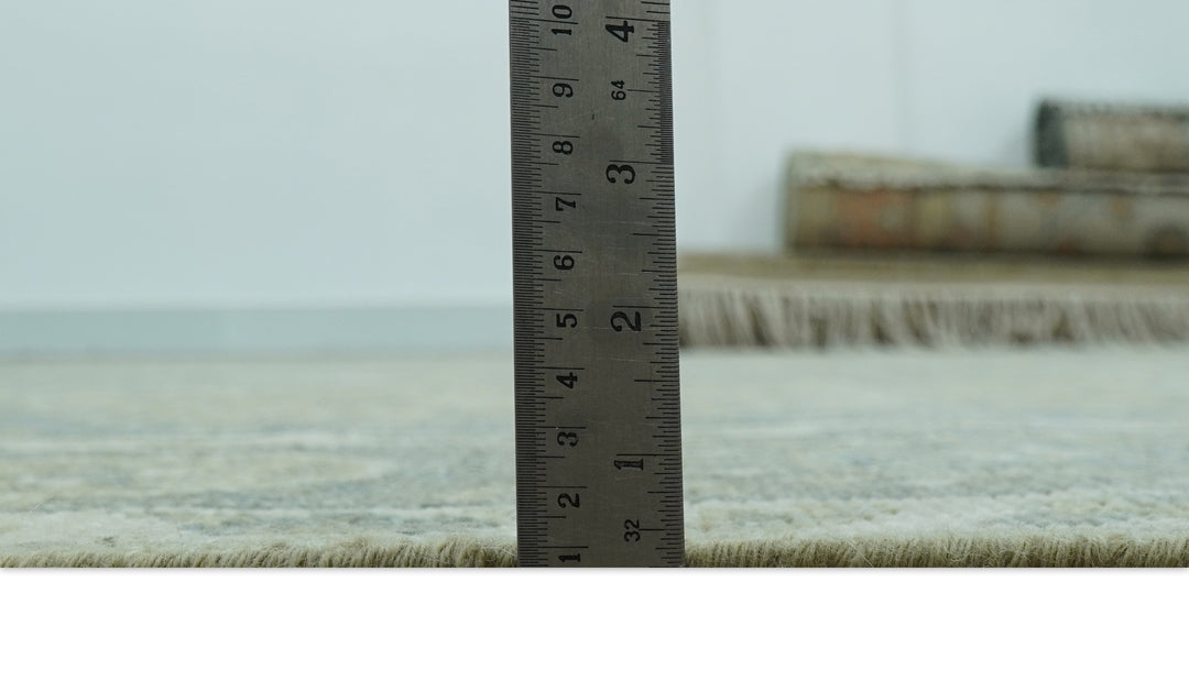 Beige And Gray Traditional Turkish Design Hand Knotted Custom Made Wool Rug