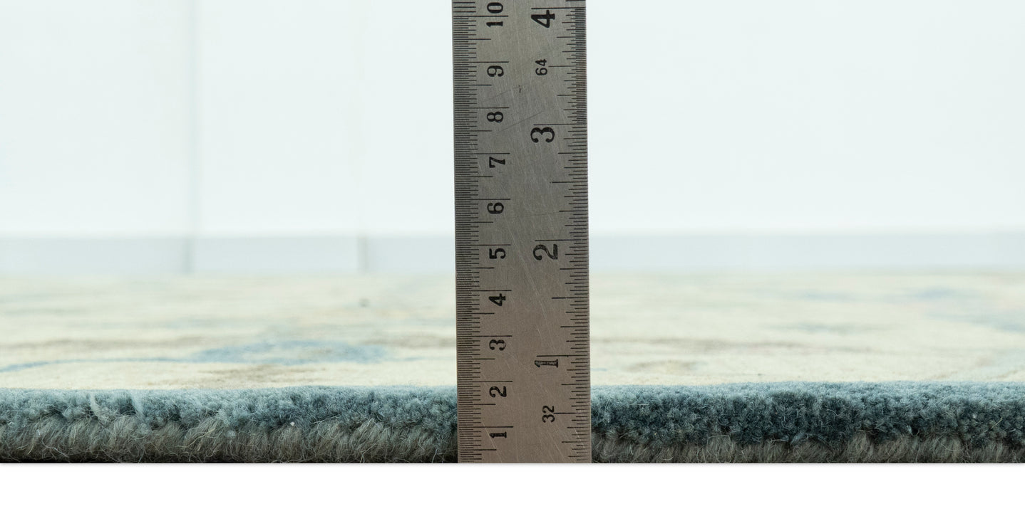 Traditional Oushak Design Beige And Blue Hand Tufted 8x10 Wool Area Rug