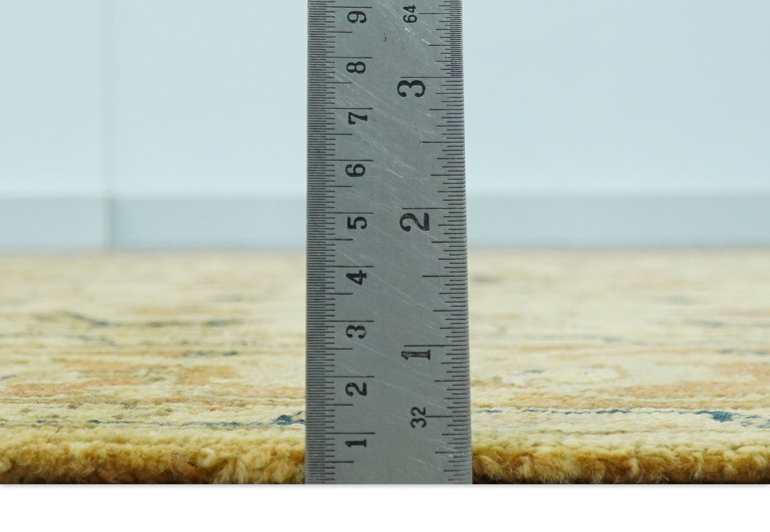 Heriz Traditional Design Gold And Rust 5x6.7 Hand Knotted Wool Area Rug