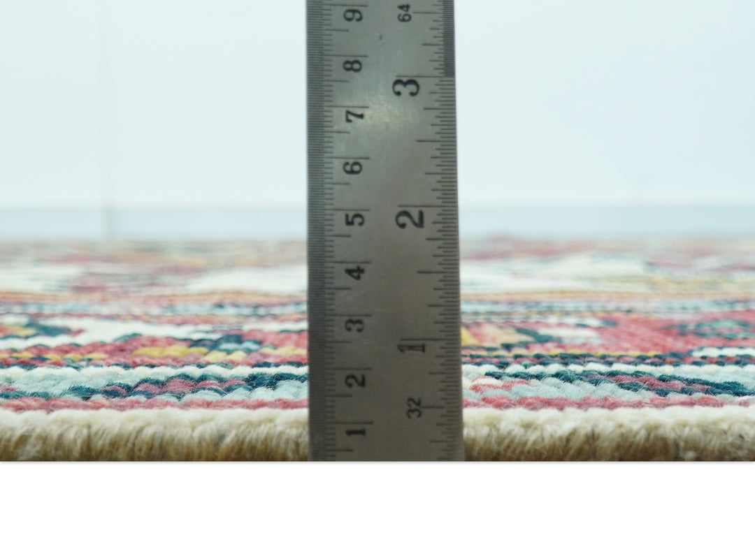 Custom Made Traditional Heriz Design Rust And Ivory Hand Knotted Wool Rug
