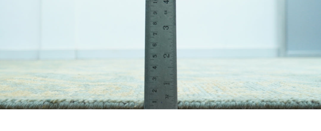 Custom Made Blue And Beige Traditional Floral Hand Knotted Wool Rug