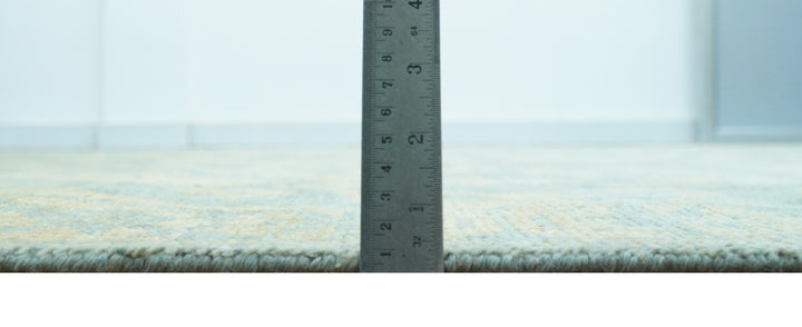 Custom Made Blue And Beige Traditional Floral Hand Knotted Wool Rug