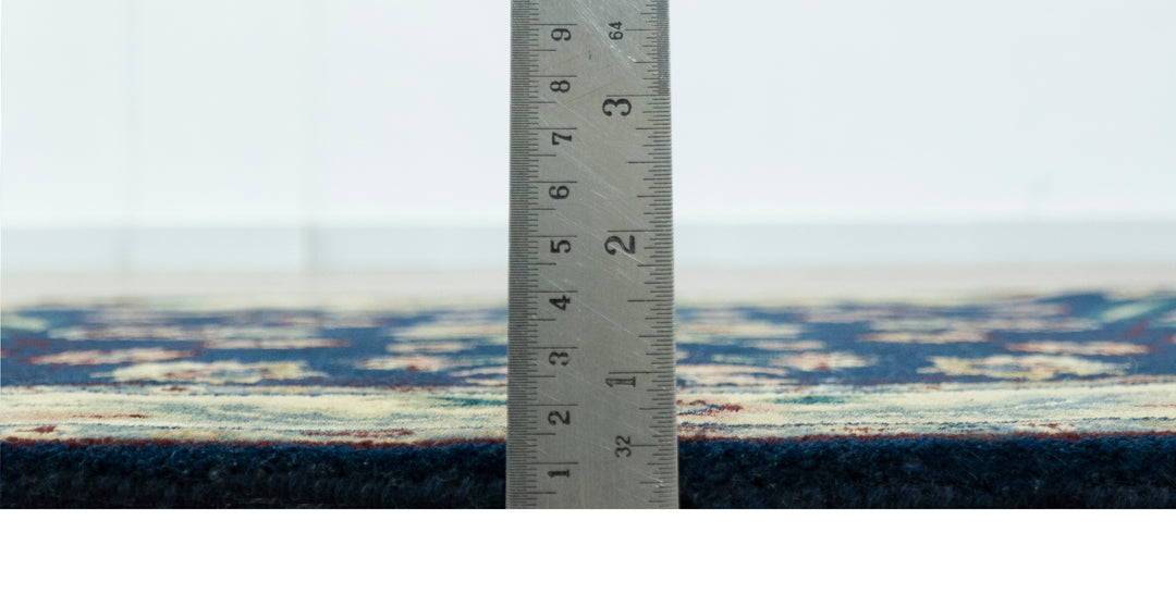 Blue And Beige Traditional Oriental Design Hand Knotted 2.5x8 wool area rug