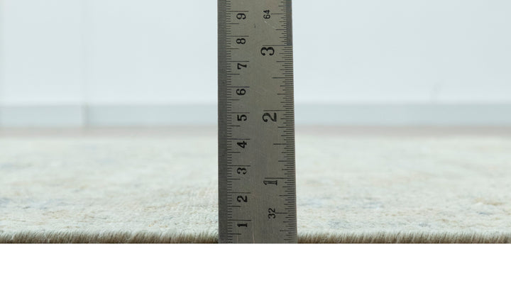 Silver And Beige Traditional Design Hand Knotted 4x5.6 Wool Area Rug