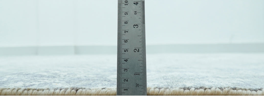 Blue And charcoal Transitional Design Hand Knotted 8.8x11.6 Wool Area Rug