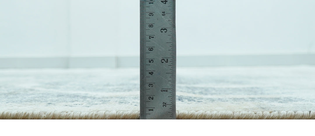 Blue And Beige Modern Abstract Design Hand Knotted 8x10 Bamboo Silk Area Rug