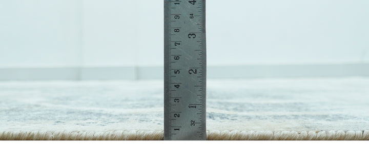 Blue And Beige Modern Abstract Design Hand Knotted 8x10 Bamboo Silk Area Rug