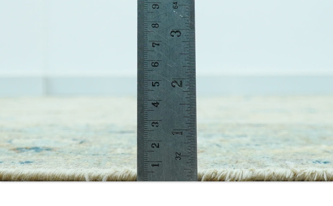 Distressed traditional Design Blue And Beige Hand Knotted 8x10 Wool Area Rug