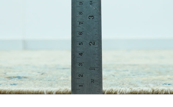 Distressed traditional Design Blue And Beige Hand Knotted 8x10 Wool Area Rug