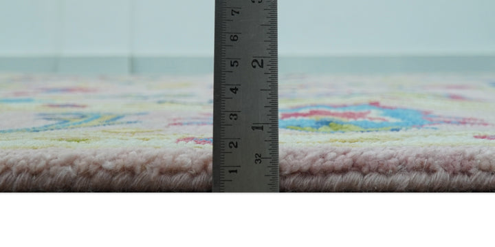 Vibrant Colorful Pink, Olive and Blue Oriental Oushak Hand Tufted Multi Size area rug