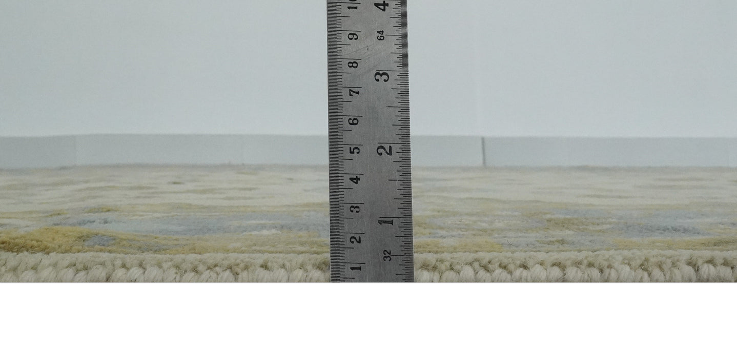 6x9 Hand Knotted Ivory, Gray and Mustard Traditional Oriental Oushak wool rug