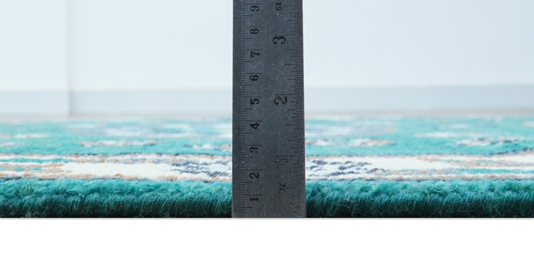 Traditional Khotan Design Teal And Beige Hand knotted 4x6  Wool Area Rug