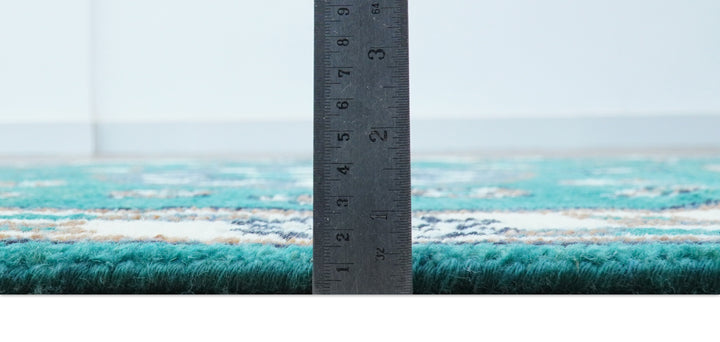 Traditional Khotan Design Teal And Beige Hand knotted 4x6  Wool Area Rug