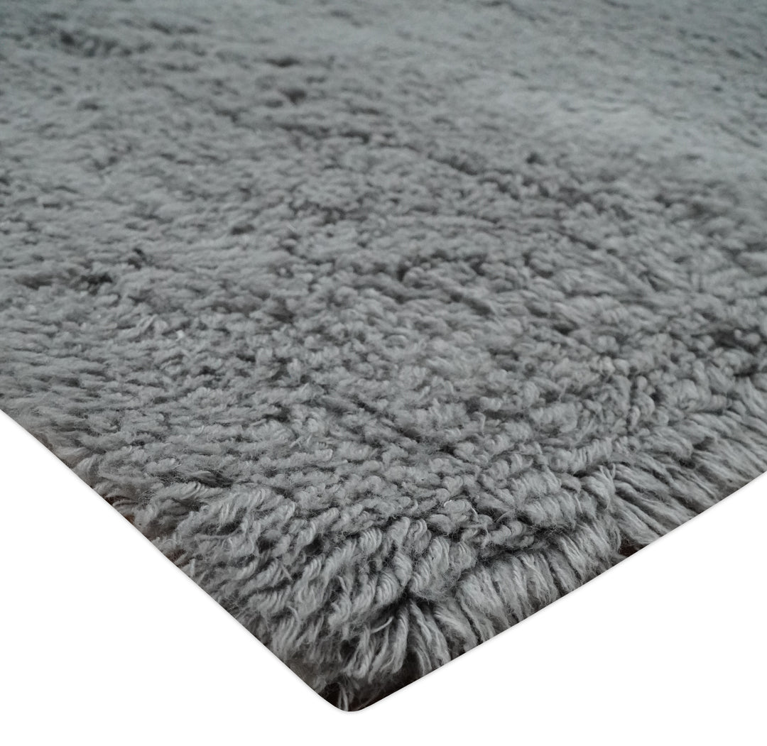 Ready to Ship 3x5 Hand Woven Modern Solid Design Gray Wool Rug